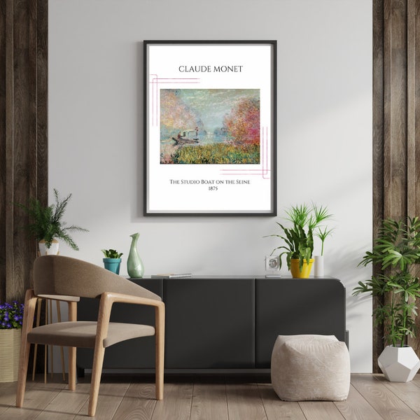 Monet's Studio Boat: Exclusive Seine River Art Print - Transform Your Space with Impressionist Charm, Digital Art, Claude Monet Printable