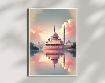 Pink Putra Mosque Art Print – Islamic Architecture, Malaysia (Digital Download)