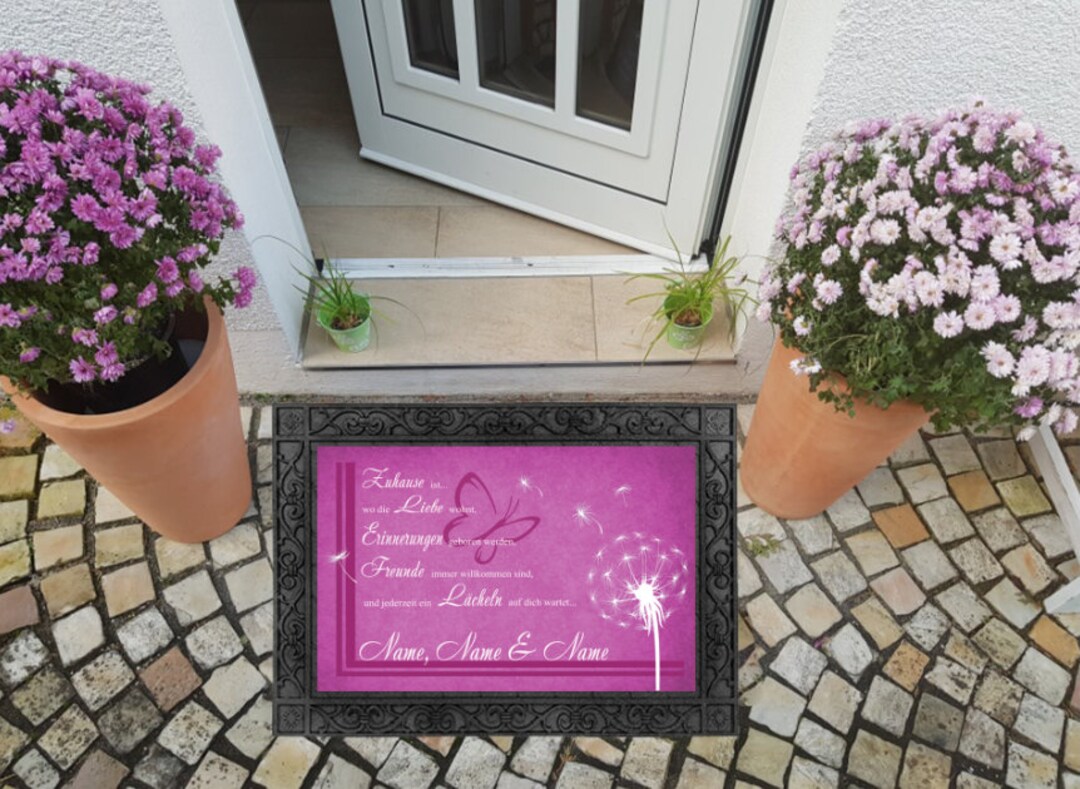 Fußmatte Pusteblume Liebe Spruch wo Die Liebe Wohnt Pink Rosa Mit Name