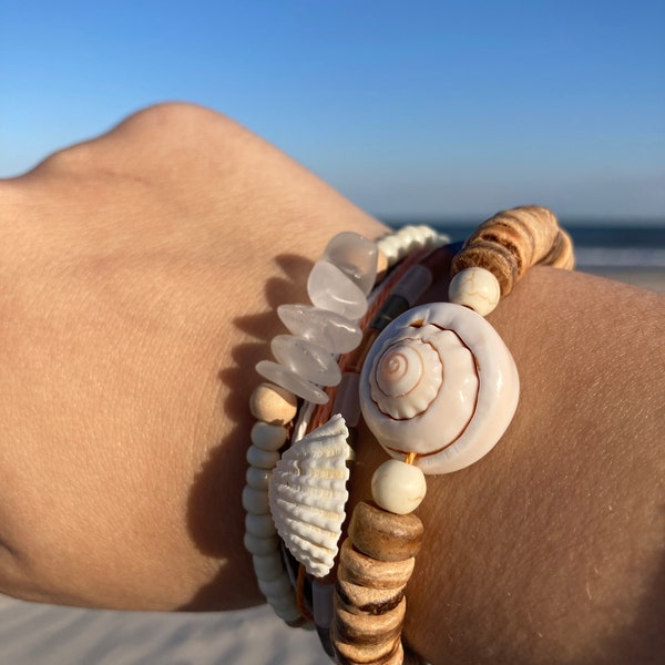 Drifted Shells Bracelet Stack | Beach Bracelets | Summer Bracelet Set | Beachy