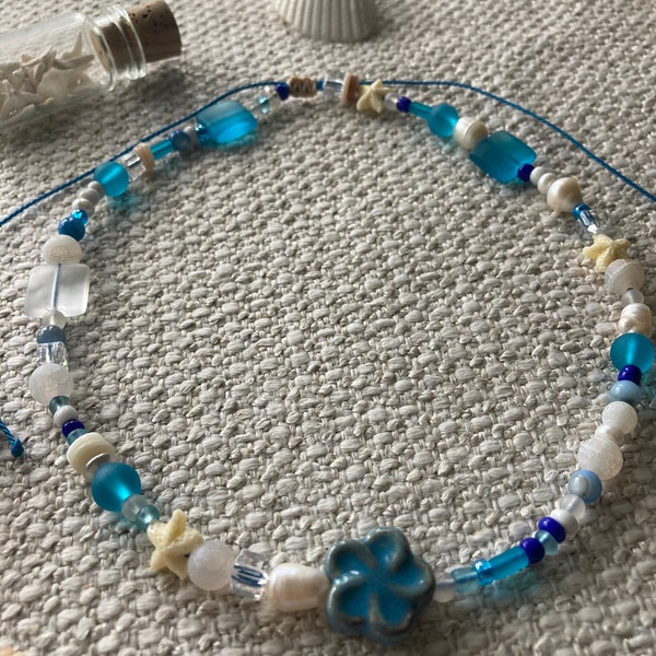 Mermaid Shores Beaded Necklace | Adjustable Beaded Necklace | Summer Beaded Necklace | Beachy