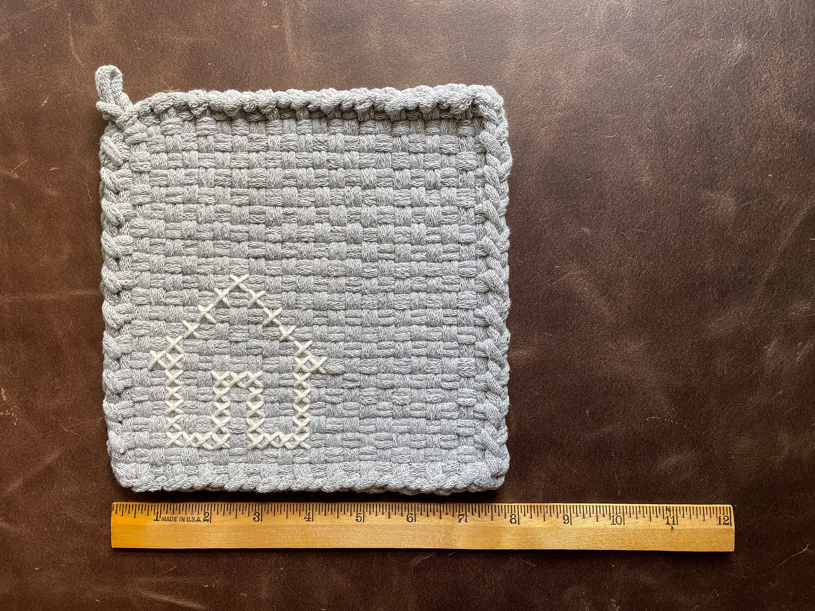 Potholders set of 2, Handmade, Loomed, Stitched, Embroidered, House Etsy