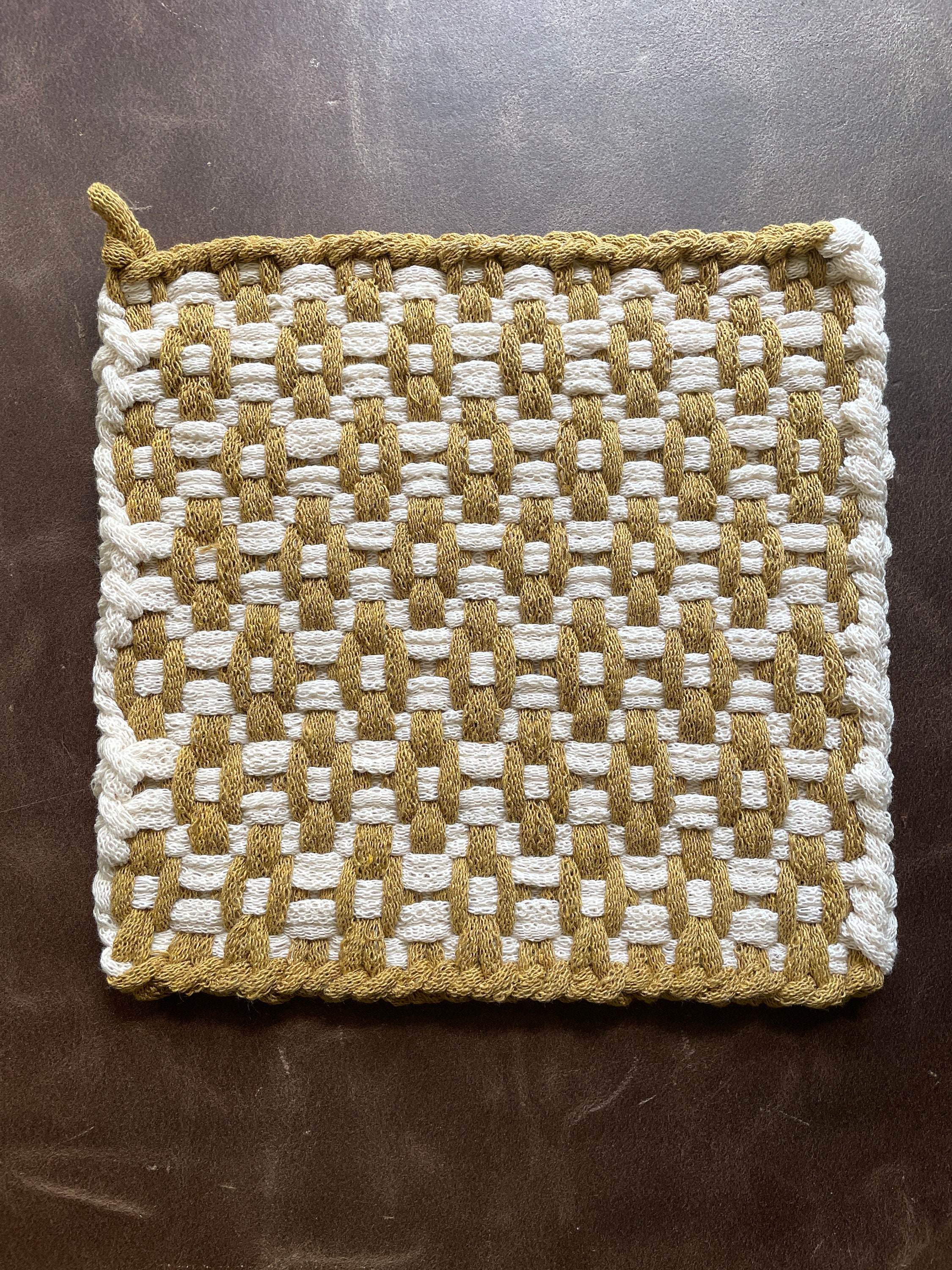 Potholders set of 2, Handmade, Loomed, Stitched, Embroidered, Atomic