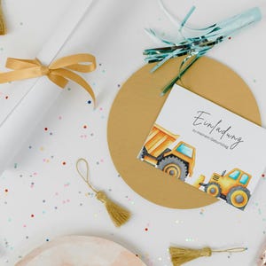 Personalisierbare Einladung Kindergeburtstag Baggerparty I 10 Stück I DIN A6 I  | Einladung für Kinder - Baustellenparty I Fahrzeuge