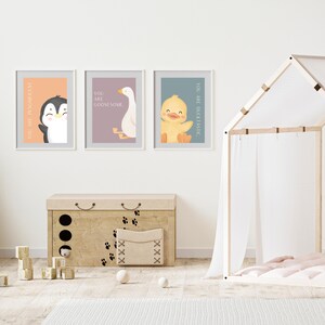 Póster habitación infantil animales I archivos digitales I 3 piezas I afirmaciones para niños I DIN A3 I arte de pared