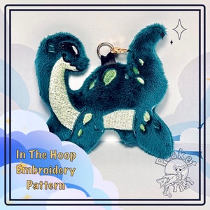 ITH Lock Nessie - Flat 2D Version - Plush Keychain 4x4 Hoop - In The Hoop Machine Embroidery Pattern Gift - Digital Download Files