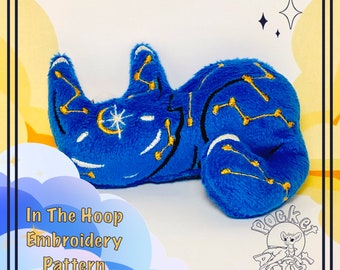 ITH Constellation Cat Stuffed Plush Keychain 4x4 Hoop - In The Hoop Machine Embroidery Pattern Gift - Digital Download Files