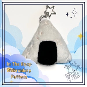 ITH Onigiri Rice Ball Stuffed Plush Keychain - In The Hoop Machine Embroidery Pattern Gift - Digital Download Files