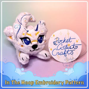 ITH 3D Laying Beanie: Starry Aurora Fox Stuffed Plush Keychain 4x4, 5x7, 6x10 - In The Hoop Embroidery Pattern - Digital Download File