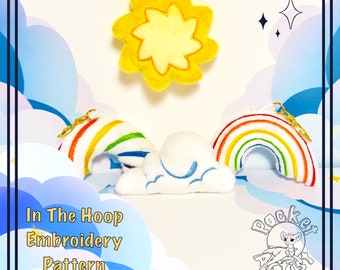 ITH Sky Pack Stuffed Plush Stuffie Keychain 4x4, 5x7, 6x10 Hoops - In The Hoop Machine Embroidery Pattern Gift - Digital Download Files