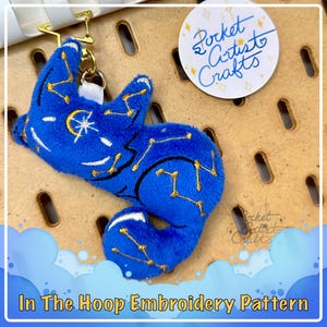 ITH Constellation Cat Stuffed Plush Keychain 4x4 Hoop - In The Hoop Machine Embroidery Pattern Gift - Digital Download Files