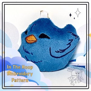 ITH Fluffy Bird Stuffed Plush Keychain 4x4 Hoop - In The Hoop Machine Embroidery Pattern Gift - Digital Download Files