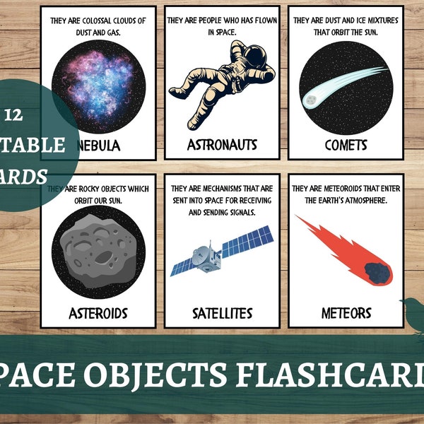 Space Objects Flashcards, Space Teaching Material Busy Book, Montessori Space Toys, Homeshool Learning, Astronomy Star Constellations Cards