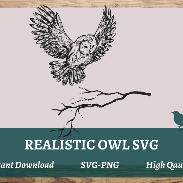 Realistic Owl in Flight Svg, Cute Owl Svg Png Circuit Clipart Cut File Vector, Owl Outline Svg, Baby Shower Shirt Bodysuit, Owl on Tree Svg