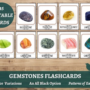 Edelsteine Mineralien und Kristalle Montessori Karteikarten, Nomenklatur Homescoole Lernkarten, Geologie Rocks Busy Book, Pattern Matching