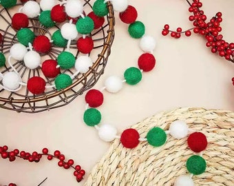 RED WHITE and GREEN Christmas Garland