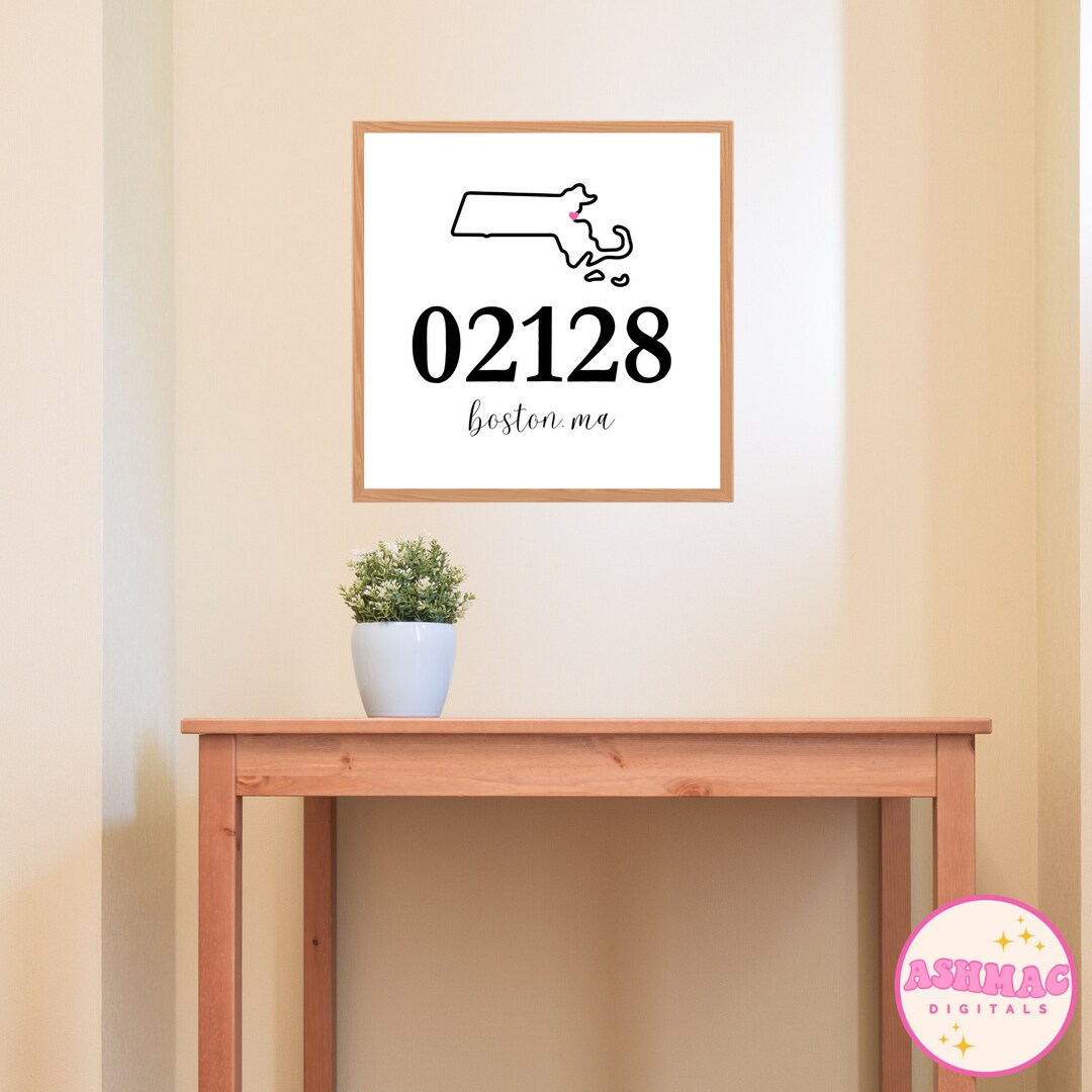 Individual Custom Hometown Zip Code Wall Print - Personalized Digital ...