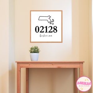 Individual Custom Hometown Zip Code Wall Print - Personalized Digital Art for College Dorm Decor