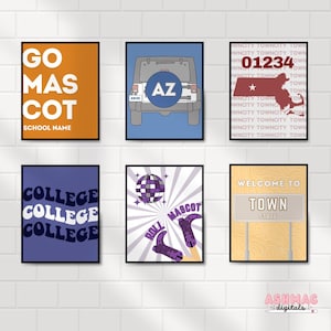 Impresiones de pared universitarias personalizadas: juego de 6