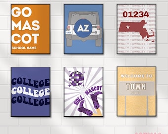 Custom College Wall Prints - Set of 6