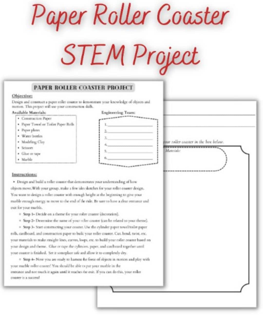 Paper Roller Coaster Math Project Paper Roller Coaster Project - Etsy Australia