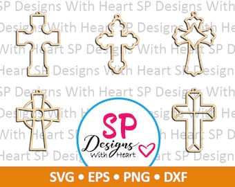 Crosses Suncatcher Designs 21-25, Digital Vector Files, svg, eps, png, dxf, jpg, CNC Laser, Cricut, Silhouette, Instant Download