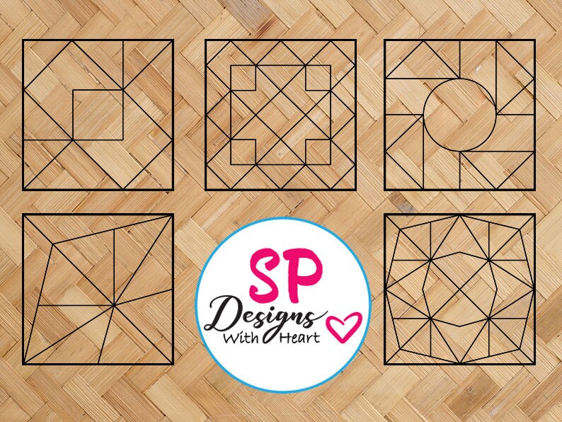 Quilt Block Designs 86-90, Digital Vector Files, Svg, Eps, Png, Dxf ...