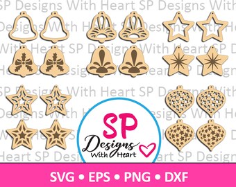 Christmas Earrings Designs 16-20, Digital Vector Files, svg, eps, png, dxf, jpg, CNC Laser, Cricut, Silhouette, Instant Download