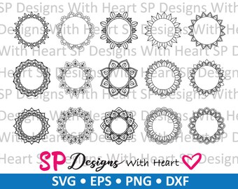 Mandala Borders 1-5 (Empty Center), Digital Vector Files, svg, eps, png, dxf, jpg, CNC Laser, Cricut, Silhouette, Instant Download
