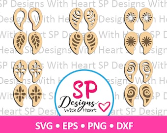 Drop Earrings Designs 6-10, Digital Vector Files, svg, eps, png, dxf, jpg, CNC Laser, Cricut, Silhouette, Instant Download