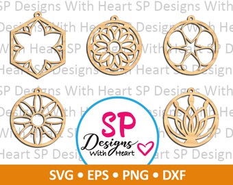 Floral Suncatcher Designs 1-5, Digital Vector Files, svg, eps, png, dxf, jpg, CNC Laser, Cricut, Silhouette, Instant Download