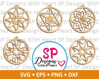 Hearts & Stars Suncatcher Designs 66-70, Digital Vector Files, svg, eps, png, dxf, jpg, CNC Laser, Cricut, Silhouette, Instant Download
