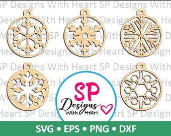 Snowflakes Ornament Designs 11-15, Digital Vector Files, svg, eps, png, dxf, jpg, CNC Laser, Cricut, Silhouette, Instant Download