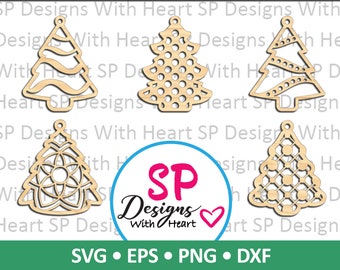 Trees Ornament Designs 6-10, Digital Vector Files, svg, eps, png, dxf, jpg, CNC Laser, Cricut, Silhouette, Instant Download