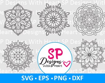 Mandalas 31-35, Digital Vector Files, svg, eps, png, dxf, jpg, CNC Laser, Cricut, Silhouette, Instant Download
