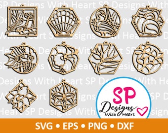 Tropical Suncatcher Designs 41-50, Digital Vector Files, svg, eps, png, dxf, jpg, CNC Laser, Cricut, Silhouette, Instant Download