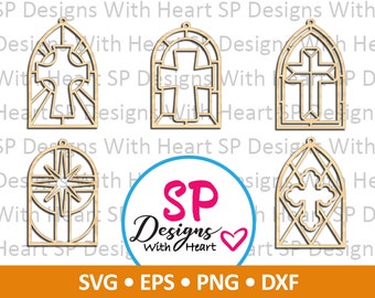 Crosses Suncatcher Designs 26-30, Digital Vector Files, svg, eps, png, dxf, jpg, CNC Laser, Cricut, Silhouette, Instant Download
