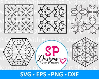 Quilt Block Designs 11-15, Digital Vector Files, svg, eps, png, dxf, jpg, CNC Laser, Cricut, Silhouette, Instant Download