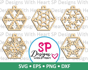 Snowflakes Ornament Designs 16-20, Digital Vector Files, svg, eps, png, dxf, jpg, CNC Laser, Cricut, Silhouette, Instant Download