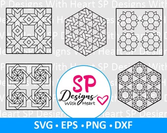 Quilt Block Designs 16-20, Digital Vector Files, svg, eps, png, dxf, jpg, CNC Laser, Cricut, Silhouette, Instant Download