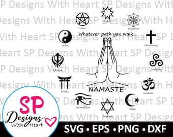 Namaste Sign Circle Design, Digital Vector Files, svg, eps, png, dxf, jpg, CNC Laser, Cricut, Silhouette, Instant Download