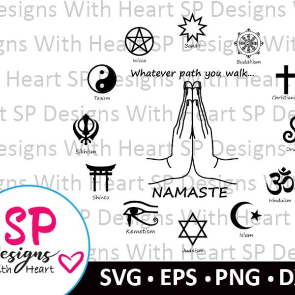 Namaste Sign Circle Design, Digital Vector Files, svg, eps, png, dxf, jpg, CNC Laser, Cricut, Silhouette, Instant Download