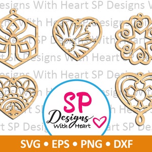 Hearts Suncatcher Designs 16-20, arquivos vetoriais digitais, svg, eps, png, dxf, jpg, laser CNC, Cricut, silhueta, download instantâneo