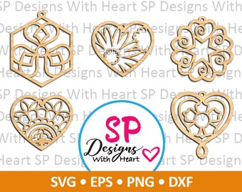 Hearts Suncatcher Designs 16-20, Digital Vector Files, svg, eps, png, dxf, jpg, CNC Laser, Cricut, Silhouette, Instant Download