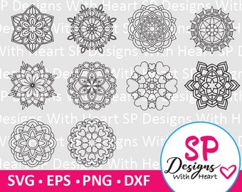 Mandalas 31-40, Digital Vector Files, svg, eps, png, dxf, jpg, CNC Laser, Cricut, Silhouette, Instant Download