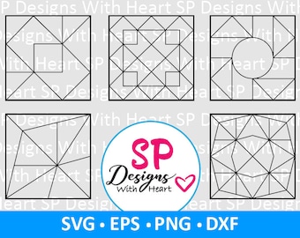Quilt Block Designs 86-90, Digital Vector Files, svg, eps, png, dxf, jpg, CNC Laser, Cricut, Silhouette, Instant Download