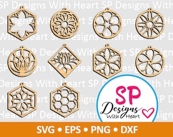 Floral Suncatcher Designs 1-10, Digital Vector Files, svg, eps, png, dxf, jpg, CNC Laser, Cricut, Silhouette, Instant Download