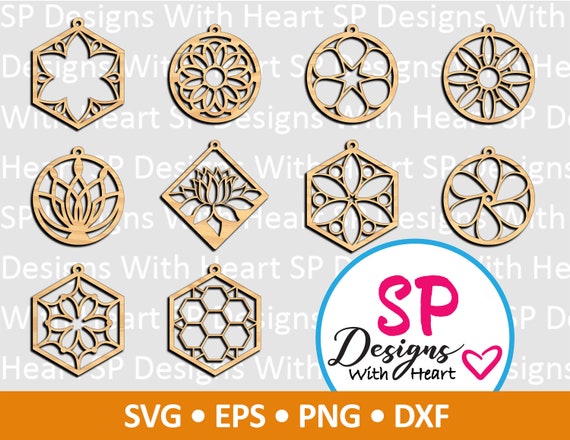 Floral Suncatcher Designs 1-10, Digital Vector Files, svg, eps, png, dxf, jpg, CNC Laser, Cricut, Silhouette, Instant Download