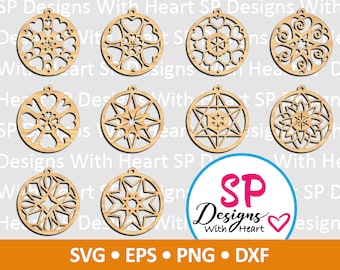 Hearts & Stars Suncatcher Designs 61-70, Digital Vector Files, svg, eps, png, dxf, jpg, CNC Laser, Cricut, Silhouette, Instant Download