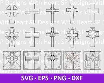 Cross Designs 21-25, Digital Vector Files, svg, eps, png, dxf, jpg, CNC Laser, Cricut, Silhouette, Instant Download